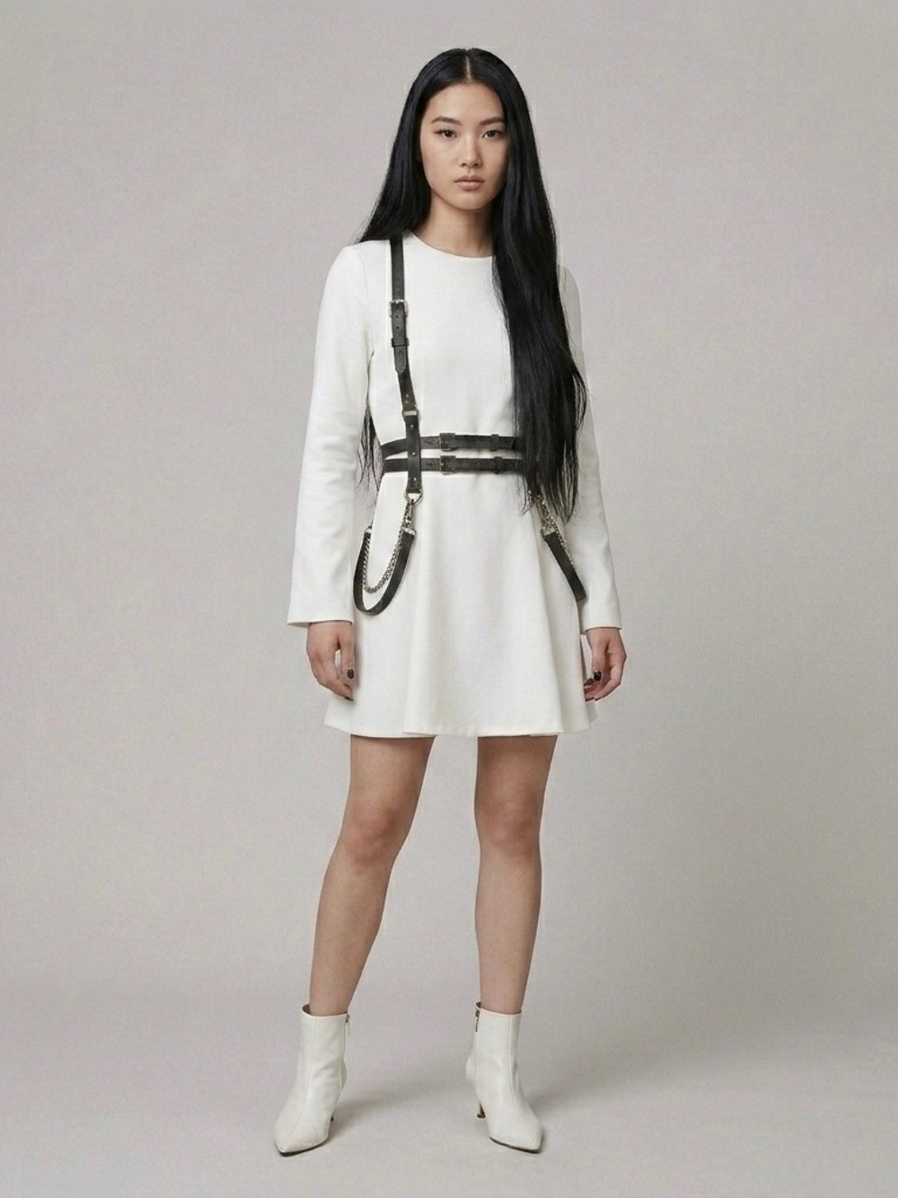 Architectural Double-Cinch Faux Leather Body Harness